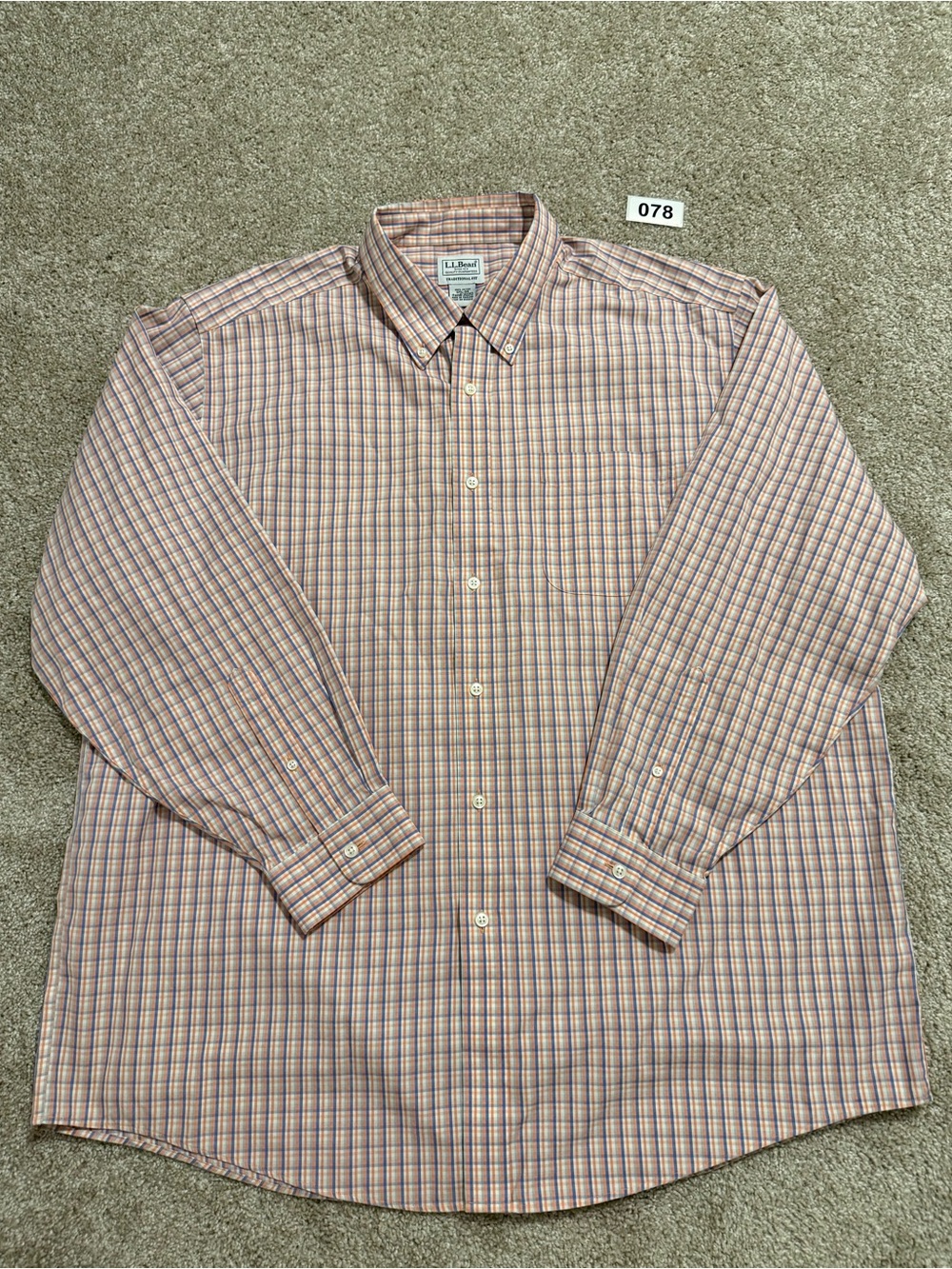 L.L. Bean Men's Traditional Fit XL Long Sleeve Button-Down 17.5/34